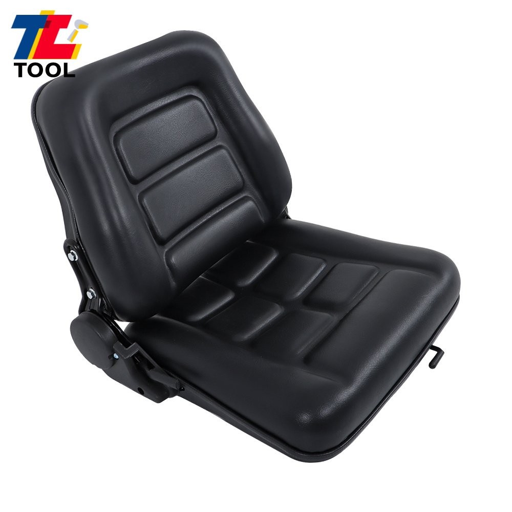 Universal Fold Down Forklift Seat with Adjustable Angle Backrest 0-90° Black