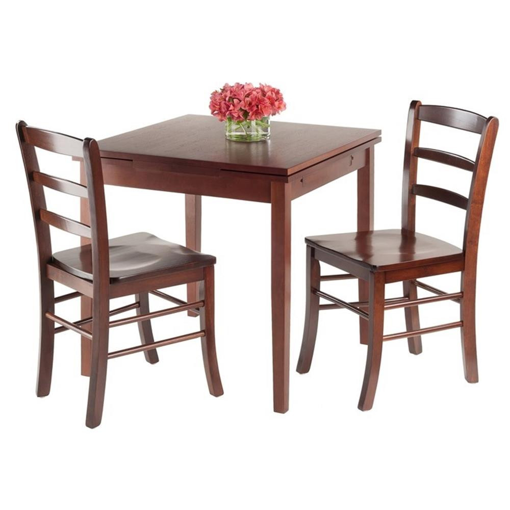 Winsome Pulman 3-Piece Extendable Solid Wood Dining Set in Walnut