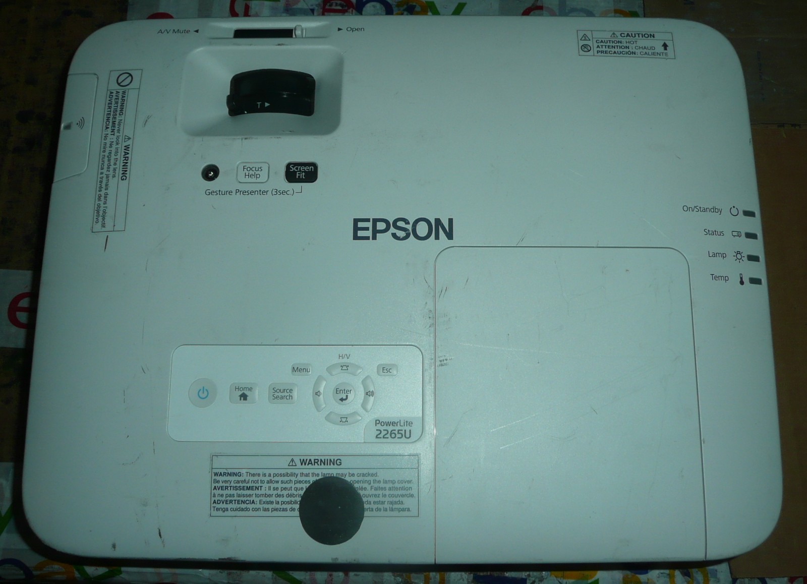 Epson PowerLite 2265U WUXGA 3LCD HDMI Projector - Powers Up, Bright, FOR PARTS