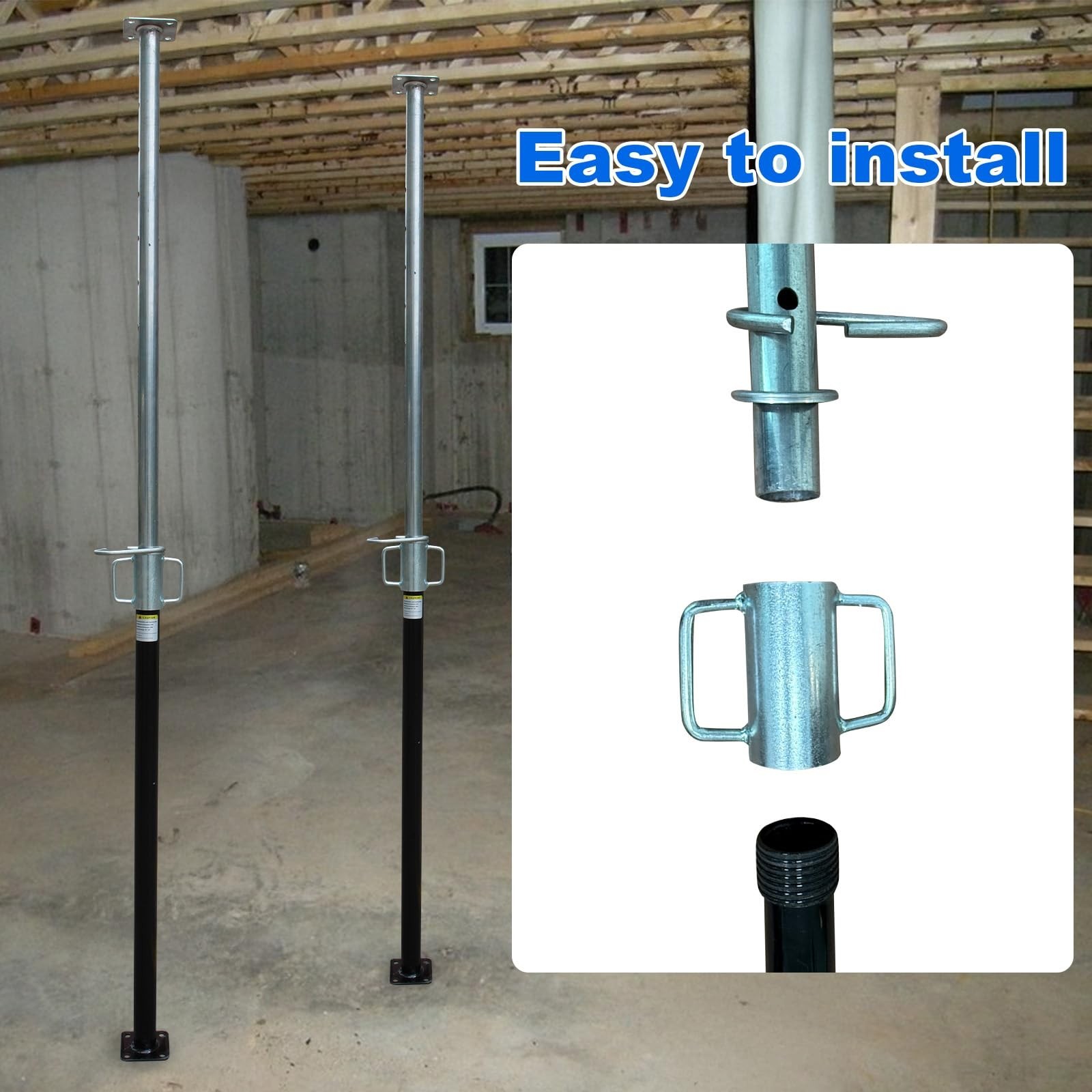 2 Pack House Floor Jack,Adjustable Support Beam Basement Jack, 55"-94" Height...