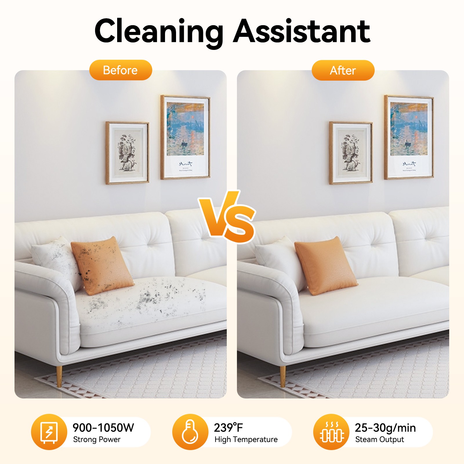 Handheld Steam Cleaner, Pressurized Multi-surface Natural Steam Cleaner