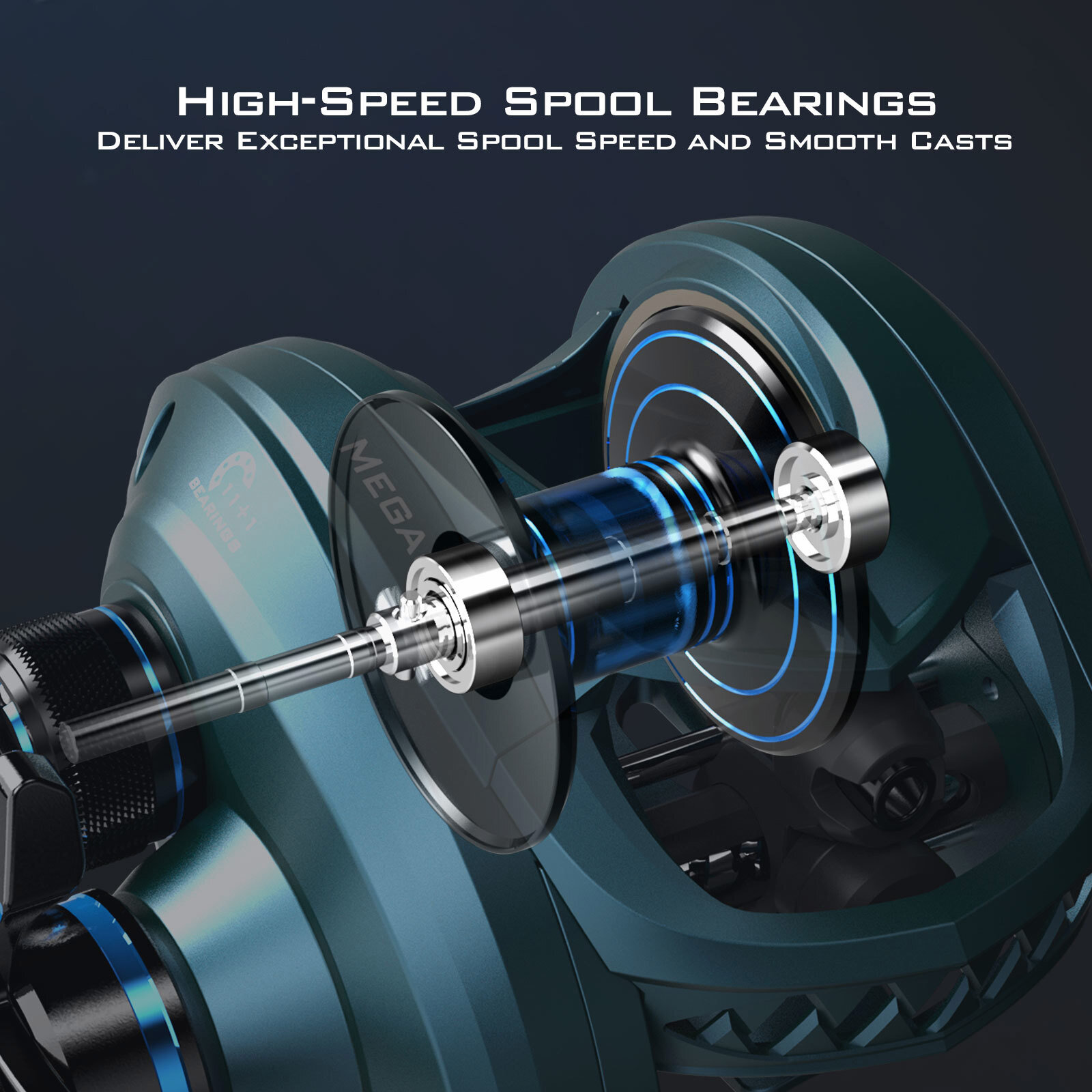 KastKing MegaJaws New AutoMag Dual Braking System Baitcasting Fishing Reel-New