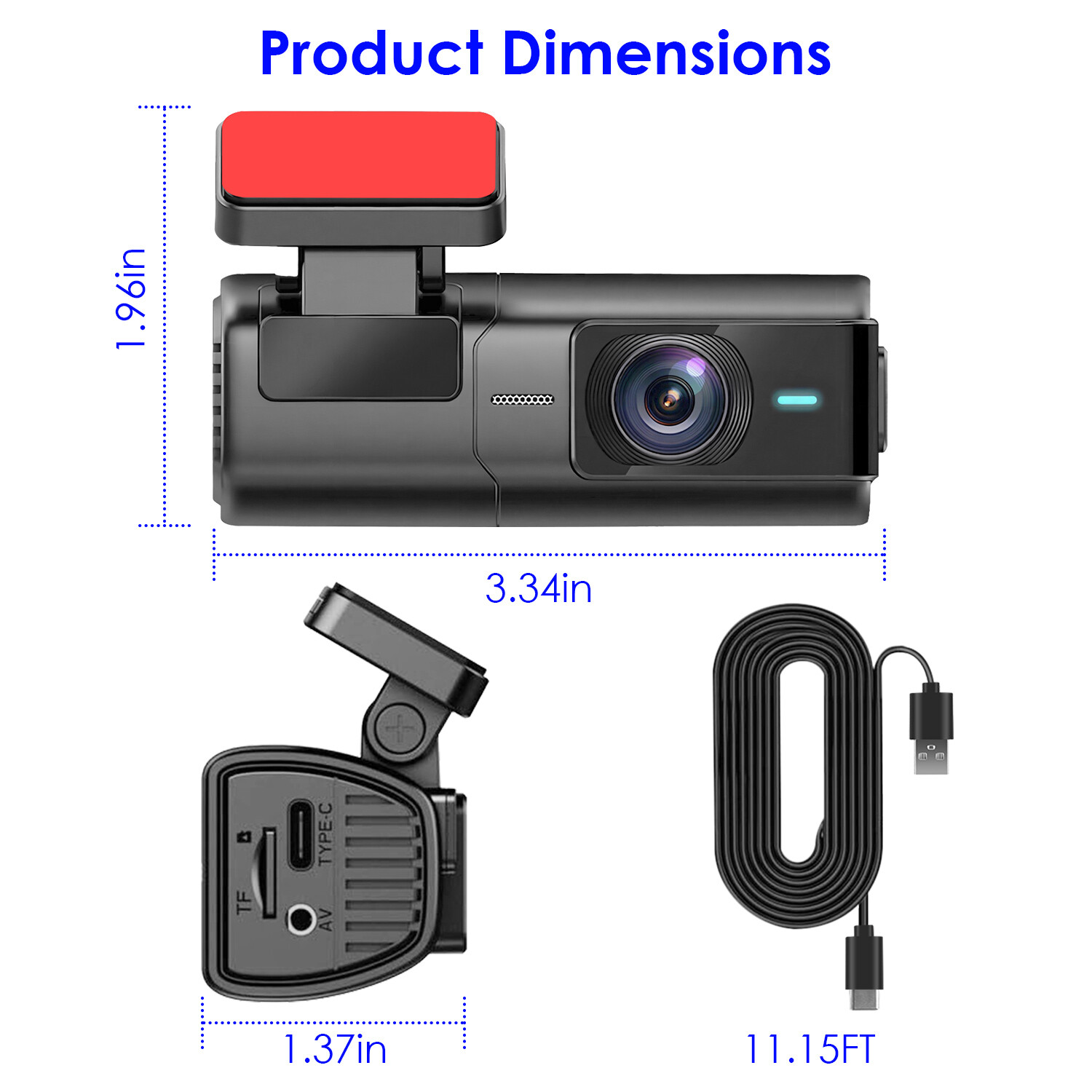 2K Dual Dash Camera for Cars, Free 32G SD Card and 140° Wide Angle WiFi App