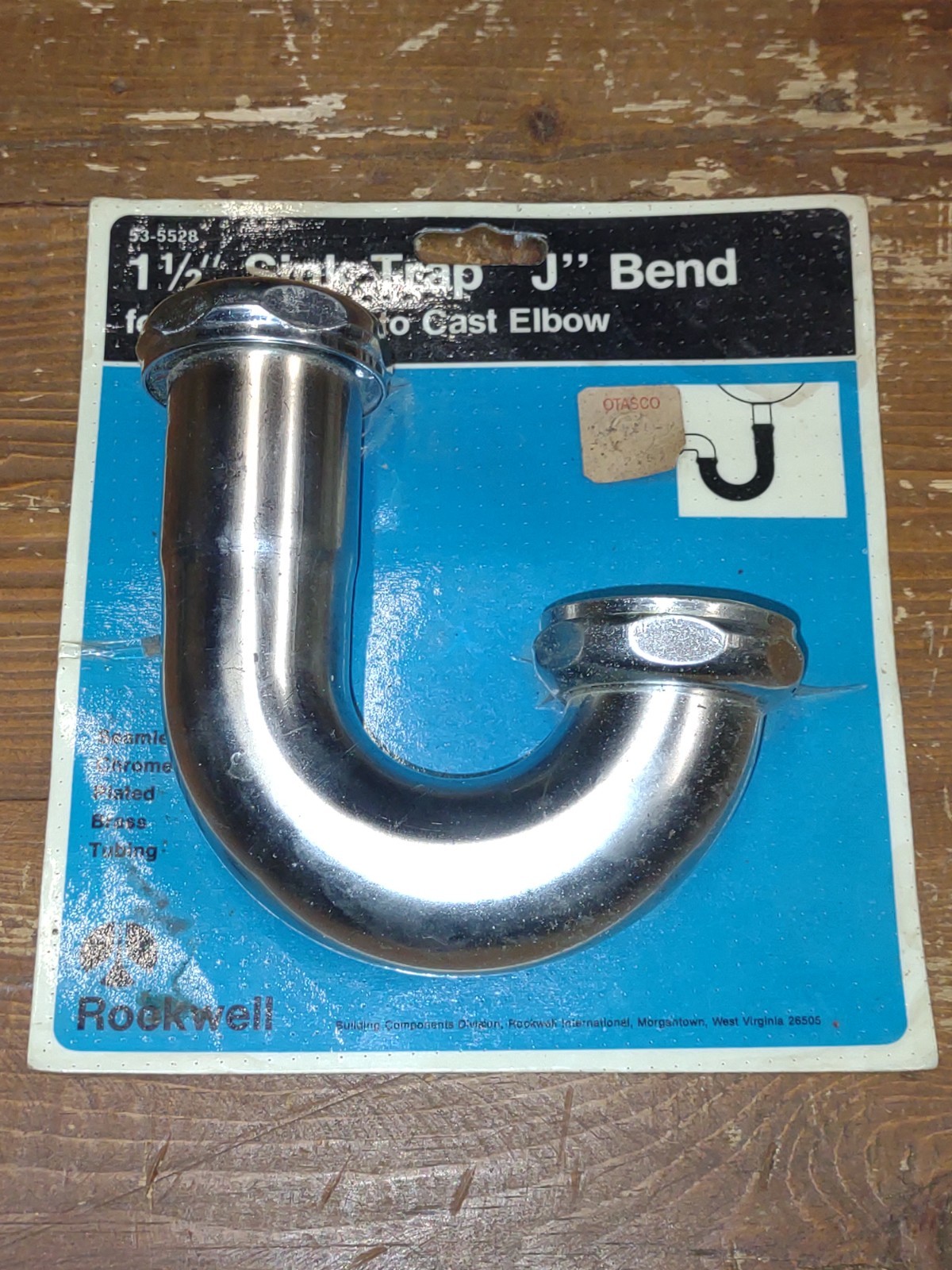 Sink Trap J-Bend drain 22 Gauge Chrome-Plated Brass 1-1/2" vtg NOS