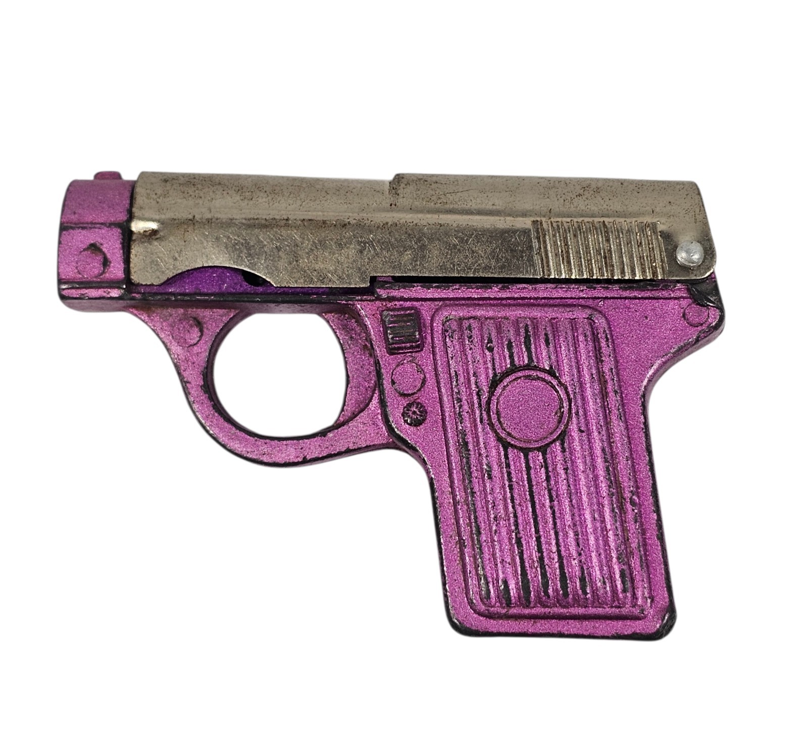 VTG Metal Pistol Gun Shaped Pencil Sharpener Made in Germany Purple