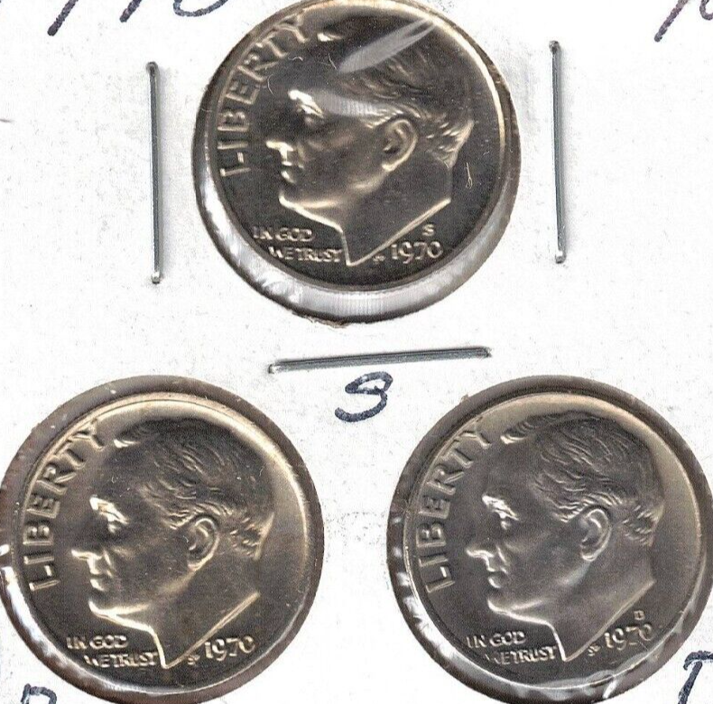 1970 Three Uncirculated Dime Types The San Francisco is From a Proof Set!