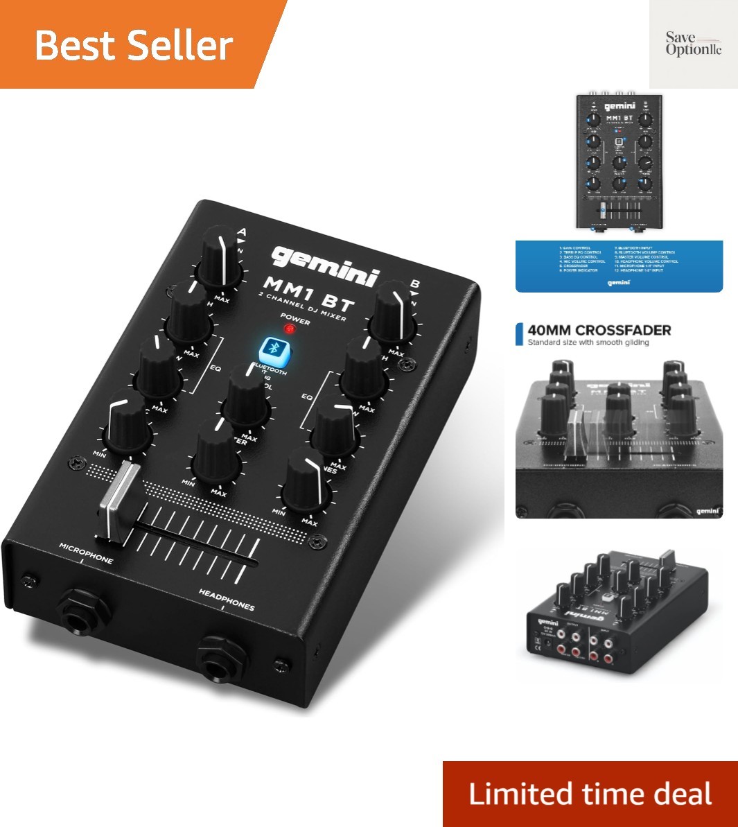 Portable Bluetooth DJ Mixer – 2-Channel Mini Audio Mixer with Wireless Input,...