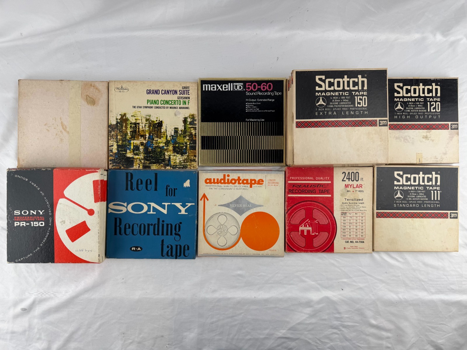 Vintage Reel to Reel Audio Tape Lot Sony Scotch Maxell Audiotape 7" 16 Total