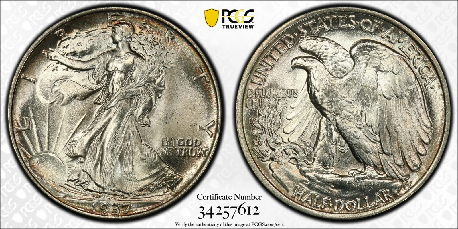 1937 P Half Dollars Liberty Walking PCGS MS-65
