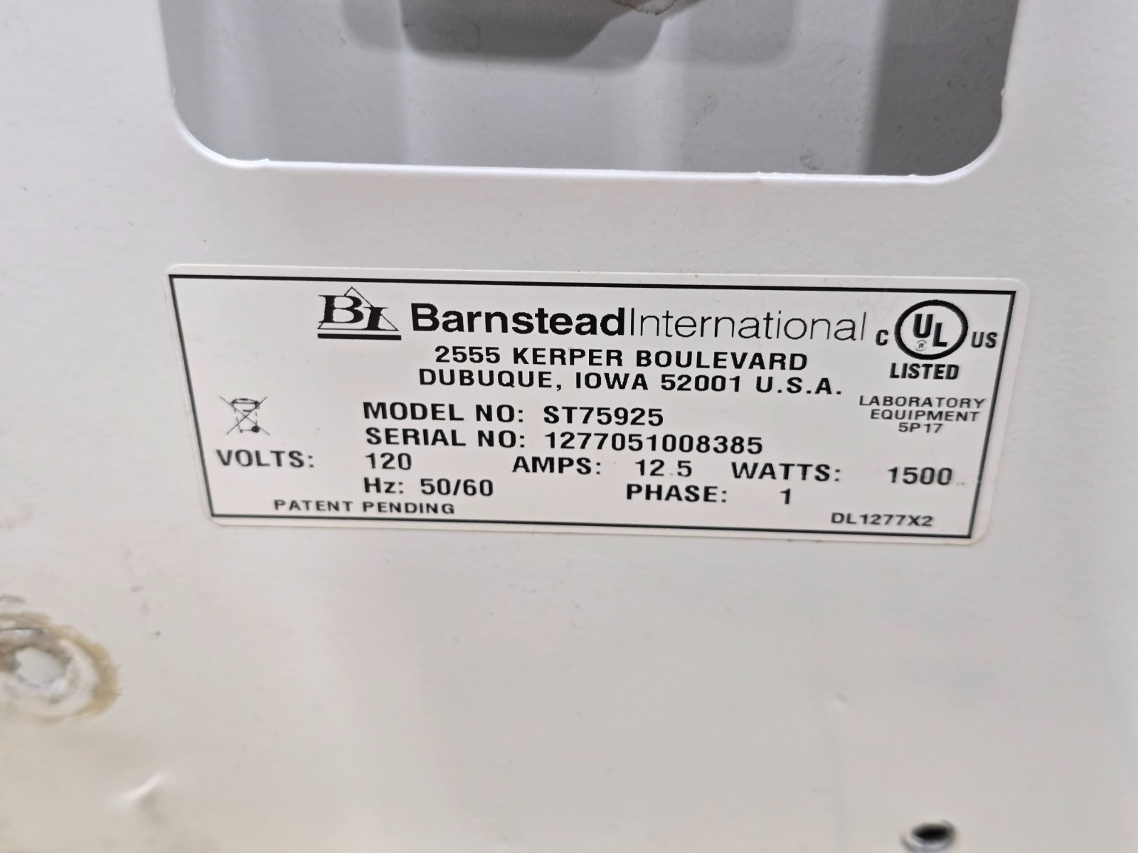 Harvey SterileMax Sterilizer Model ST75925 Benchtop Autoclave Power Tested