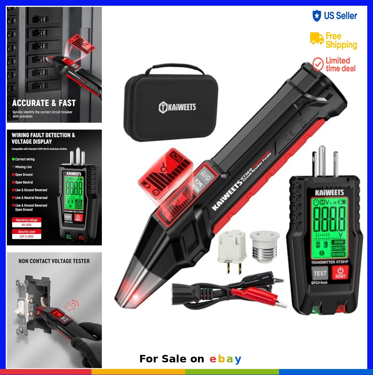 Circuit Breaker Finder with LCD Display GFCI Outlet Tester NCV Test Flashlight