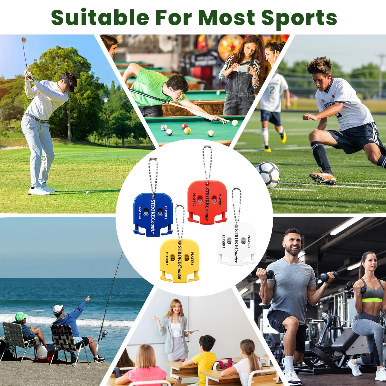 4 Pcs Golf Stroke Counters, Portable Golf Score Counter, 2-Player Score Count...