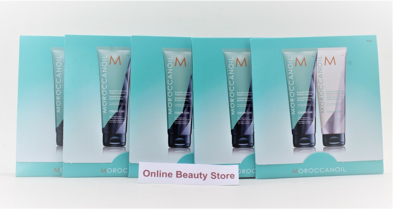 Moroccanoil Blonde Perfecting Purple Shampoo and Conditioner 10ml, 5 trial kits