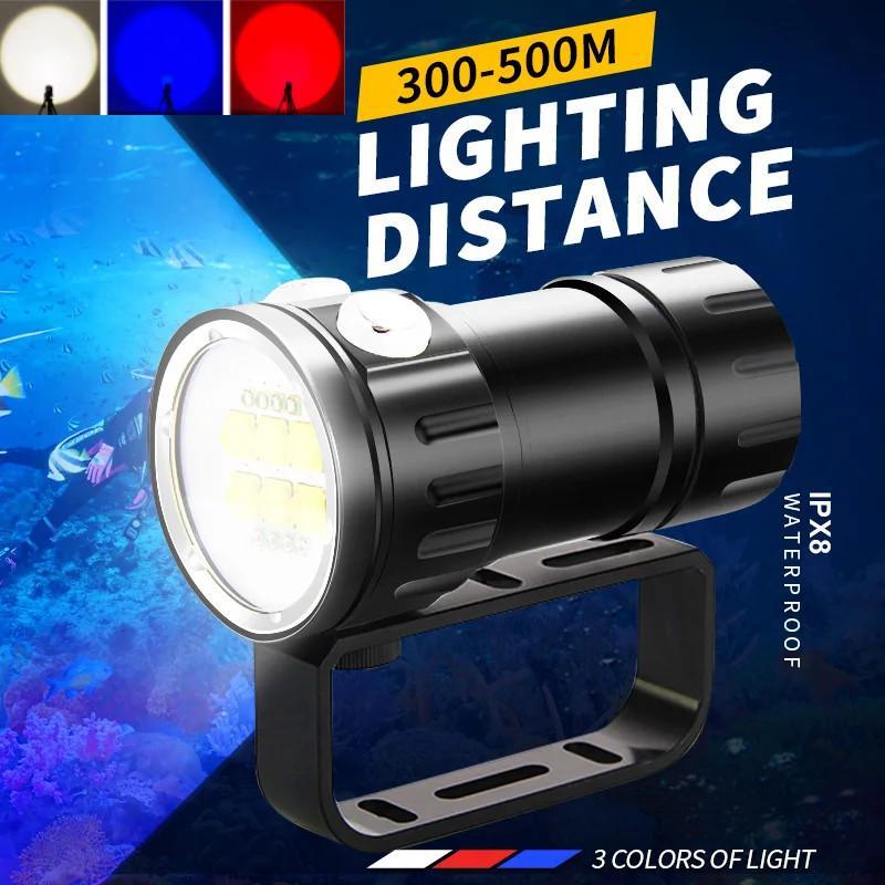 Professional 500W Diving Flashlight White Red Blue Photography Diving Fill Light