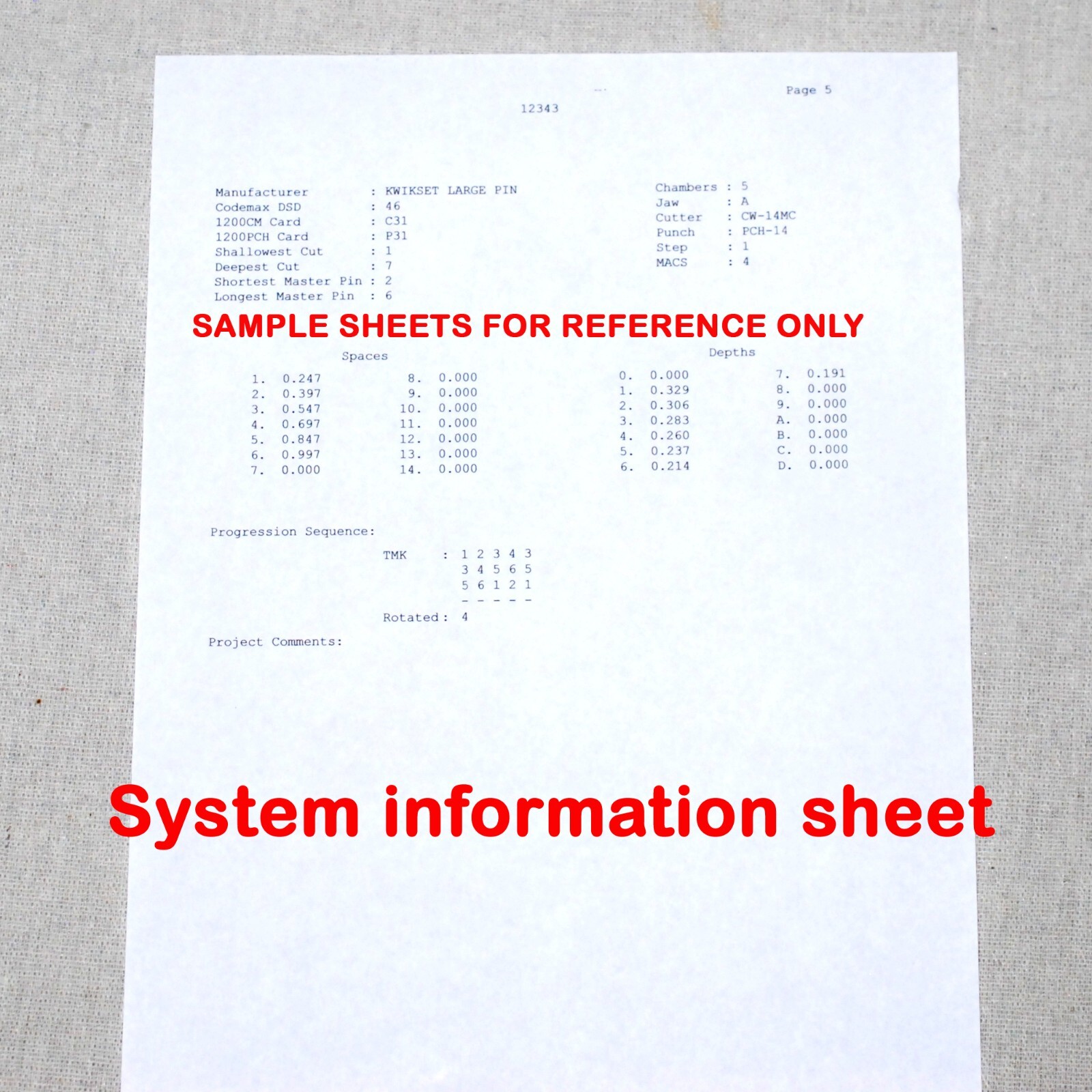 Kwikset KW1 Space & Depth Keys With MK Setup System Sheets ~ Locksmith