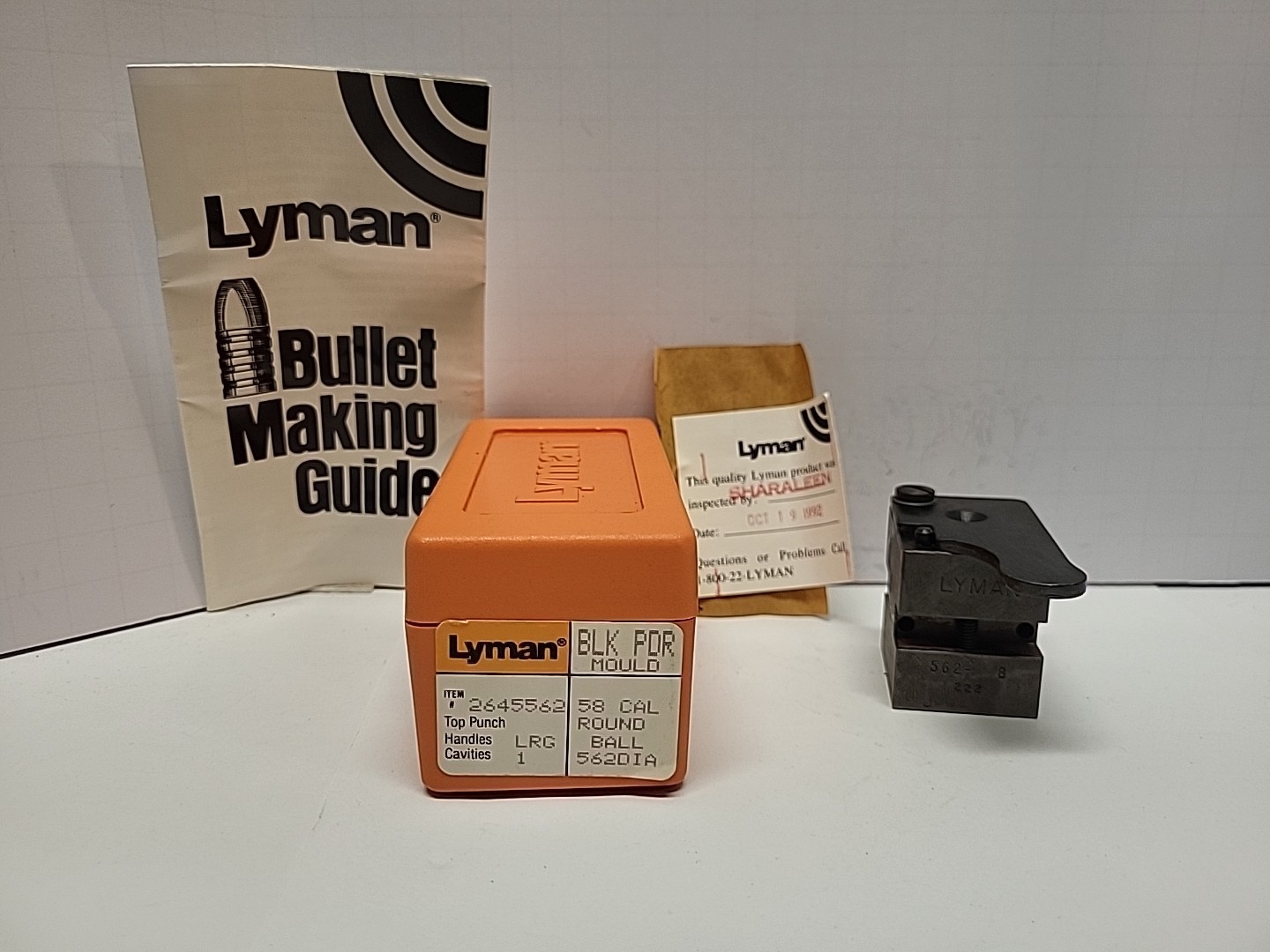 LYMAN 58 CAL ROUND BALL 1 CAVITY 562 DIA MOULD #2645562