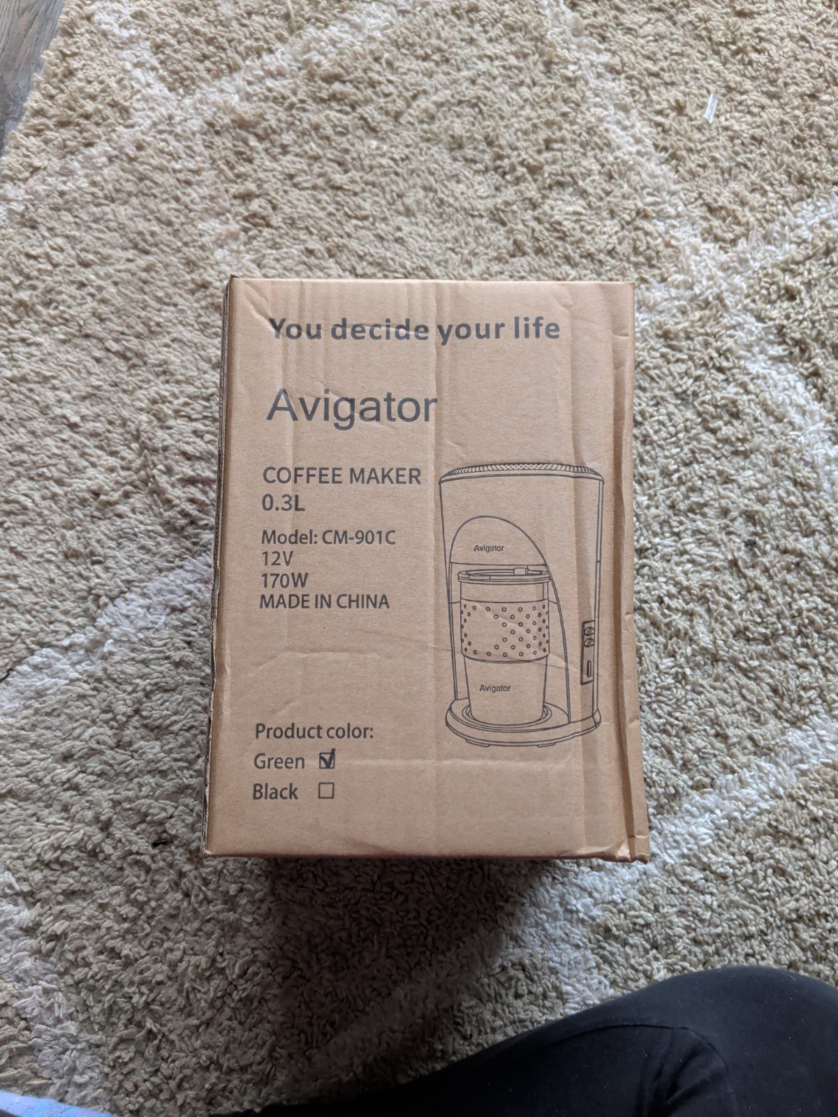 NEW Avigator 12V Portable Coffee Maker, Truck Car Camper - Travel CM-901C Green