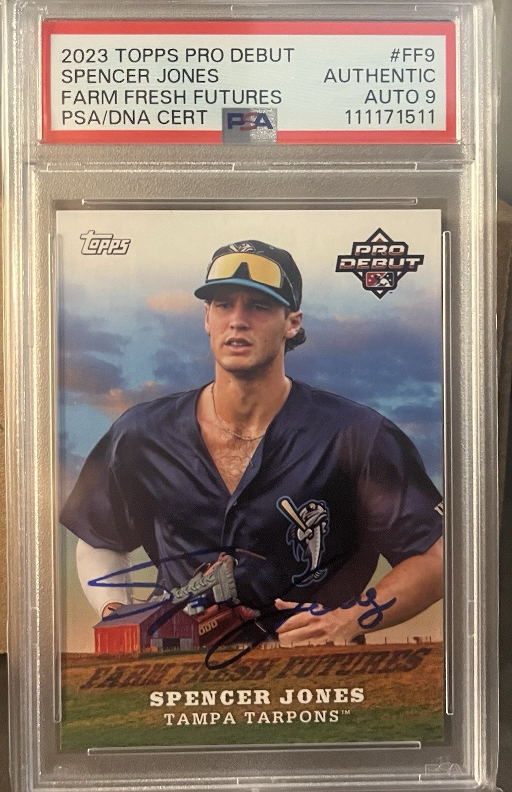 Spencer jones Autograph 2023 Pro Debut PSA 9 New York Yankees