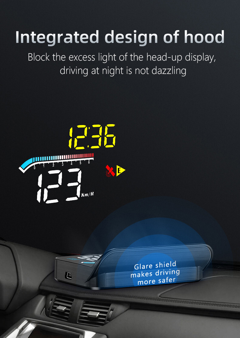 Car HUD Digital Speedometer Projector Head Up Display OBD2 GPS Overspeed Alarm