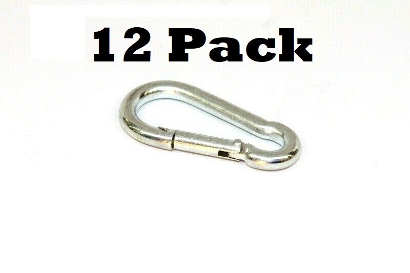 12 Heavy Duty Spring Hooks 1/4 Inch x 2 3/8 Inch Carabiner Clips Trapping