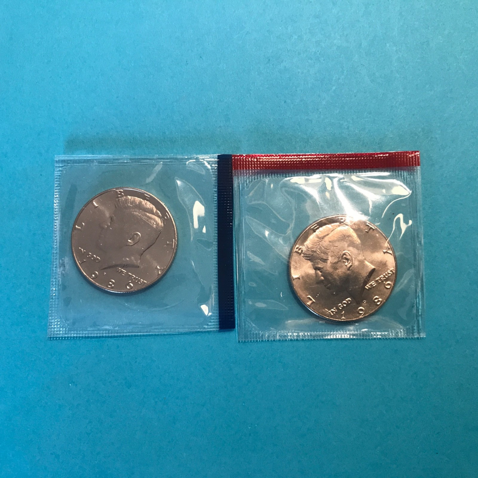1986  P&D Kennedy Half Dollars UNC US Mint Cello   FREE SHIP
