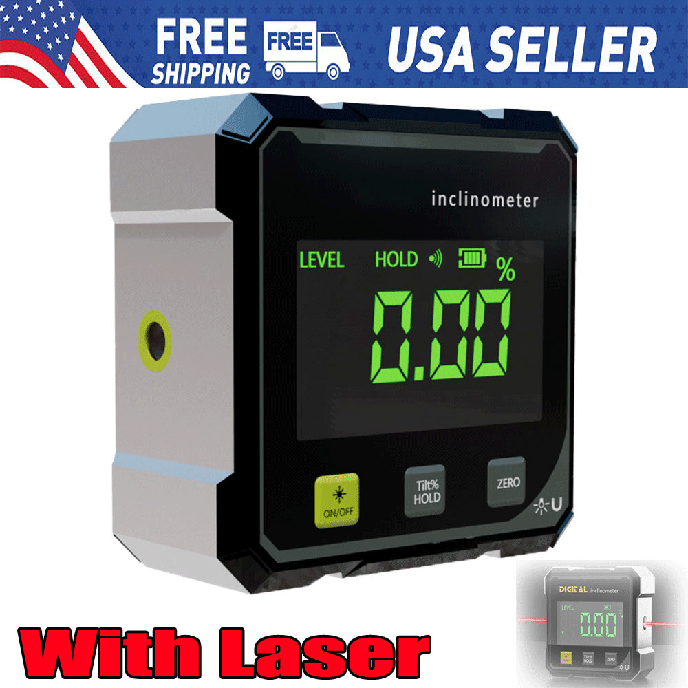Digital Angle Finder with Electronic Laser - 4-side Strong Magnetic Angle Gauge.