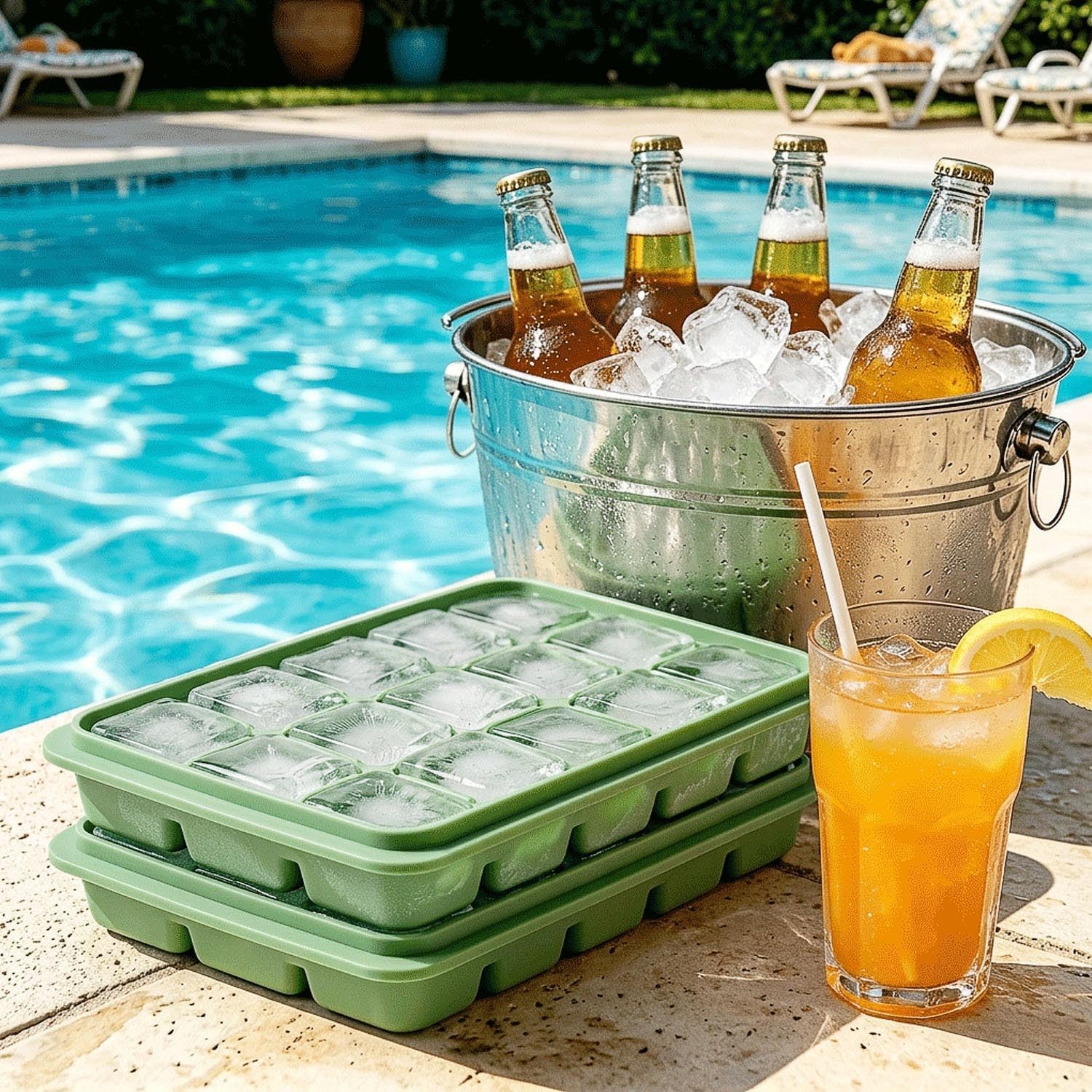 Silicone Ice Cube Trays with Lid, 1 Pack 15 Cubes with Removable Lid | Easy
