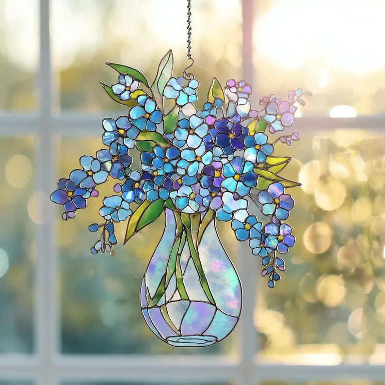Forget Me Not Flower Suncatcher Acrylic Window Decor Gift