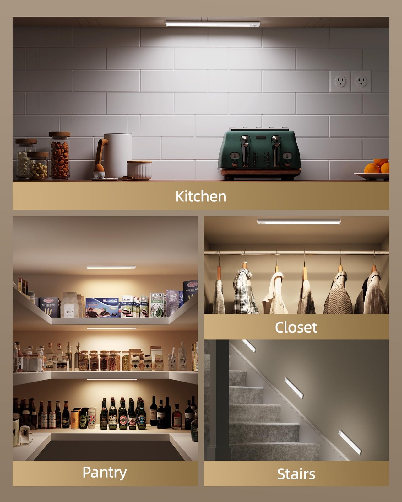 6-Pack Under Cabinet Lighting Wireless, LED Motion Sensor Light Indoor, Recha...