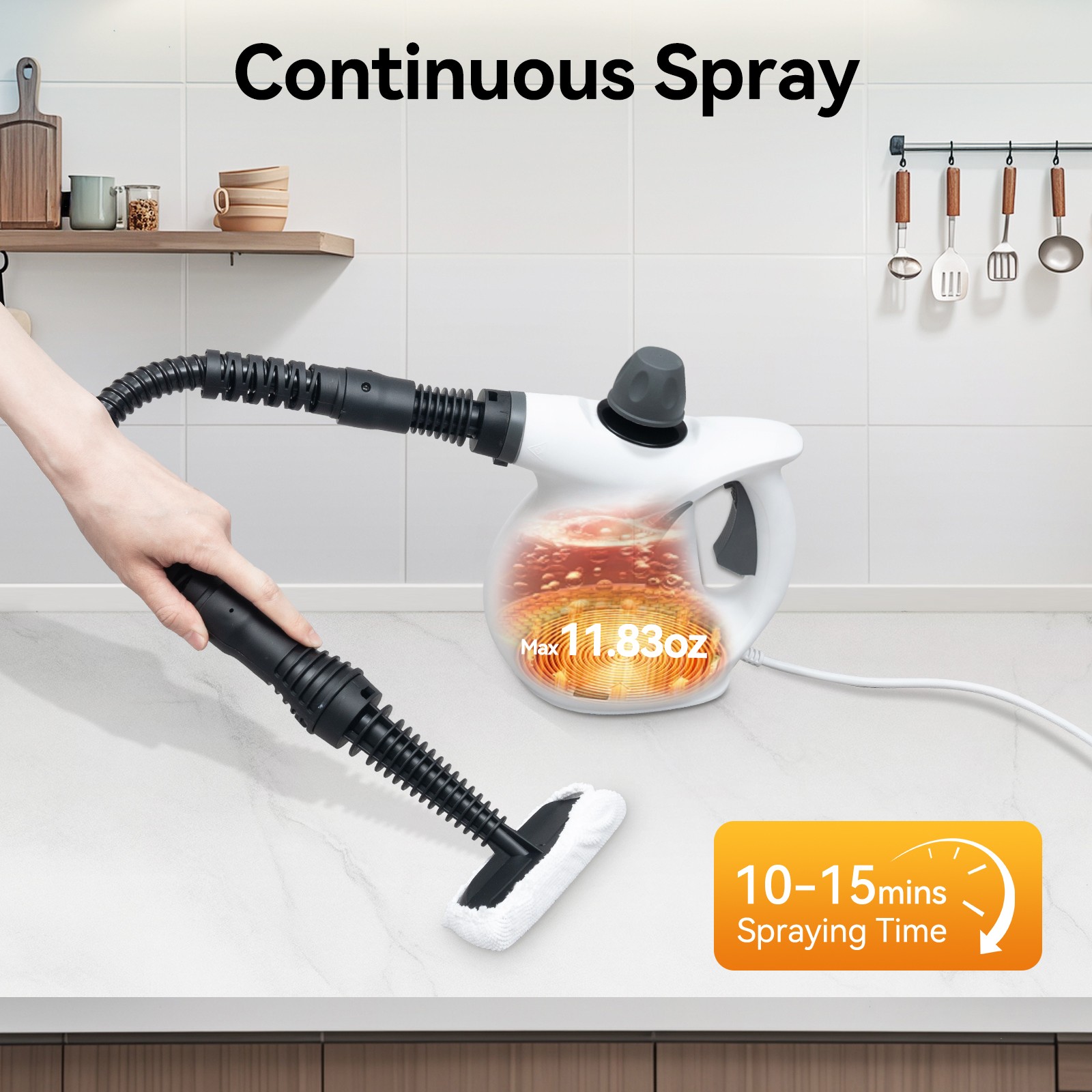 Handheld Steam Cleaner, Pressurized Multi-surface Natural Steam Cleaner