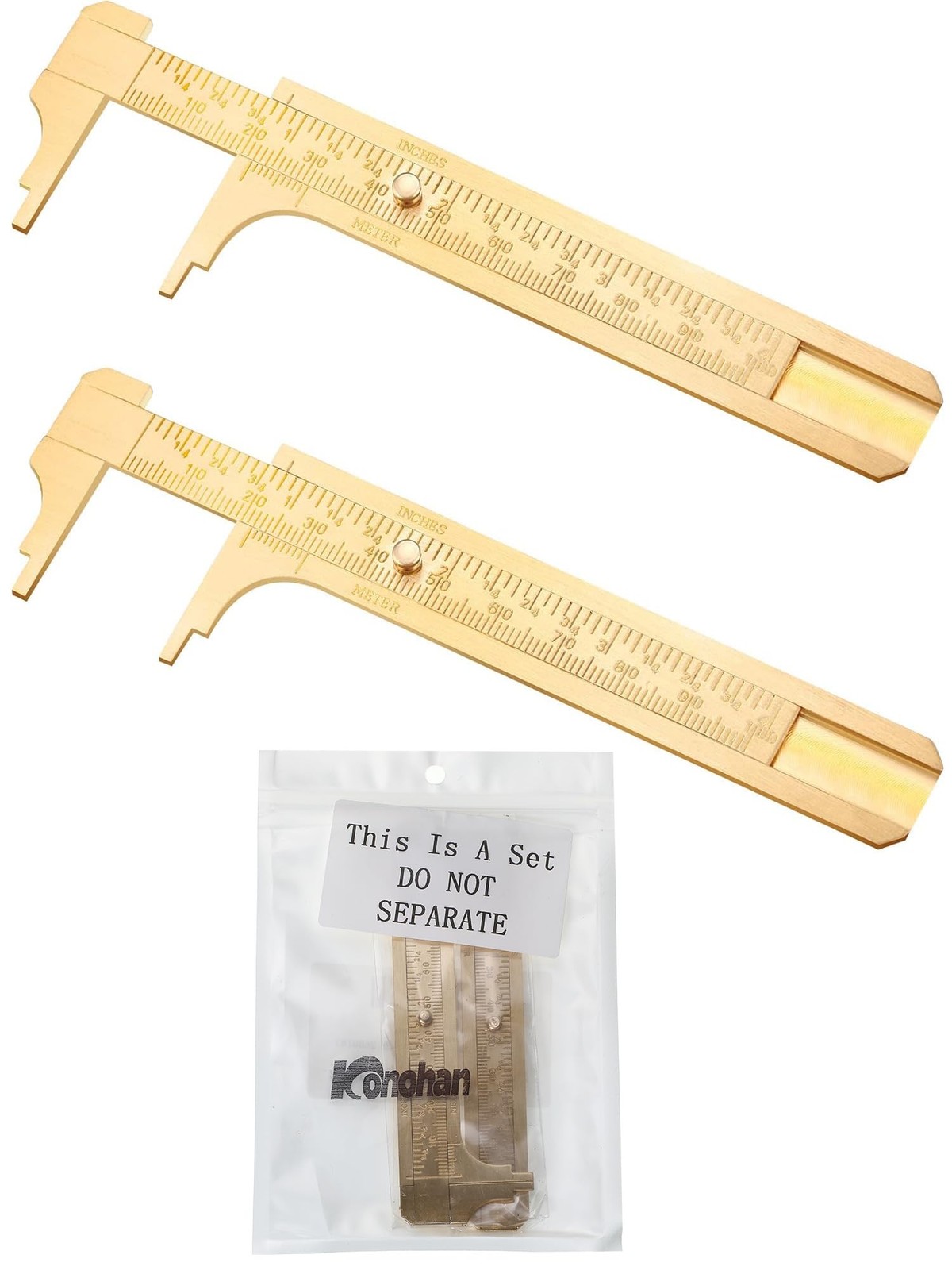 2 Pcs Brass Vernier Caliper Pocket Caliper Handy Caliper Measuring Mini Tool Dou