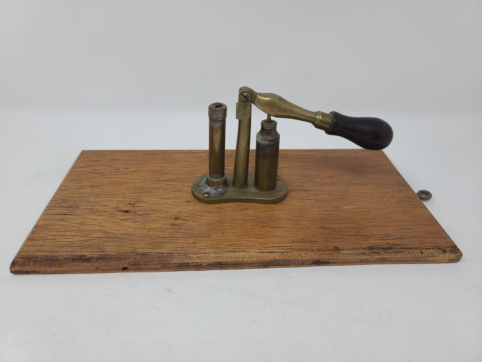Antique Vintage Bullet Brass Tool Wooden Base