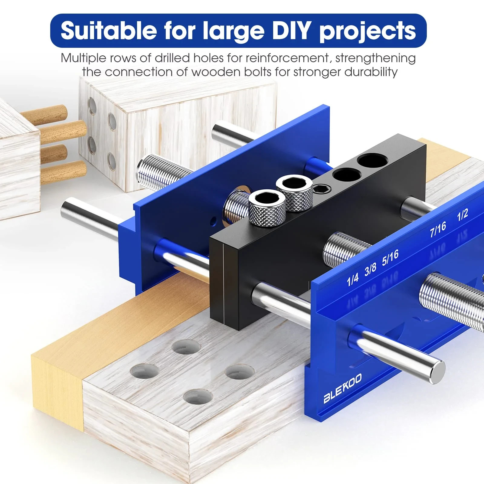 Self Centering Doweling Jig Kit, Adjustable Drill Guide with 6 Bushings