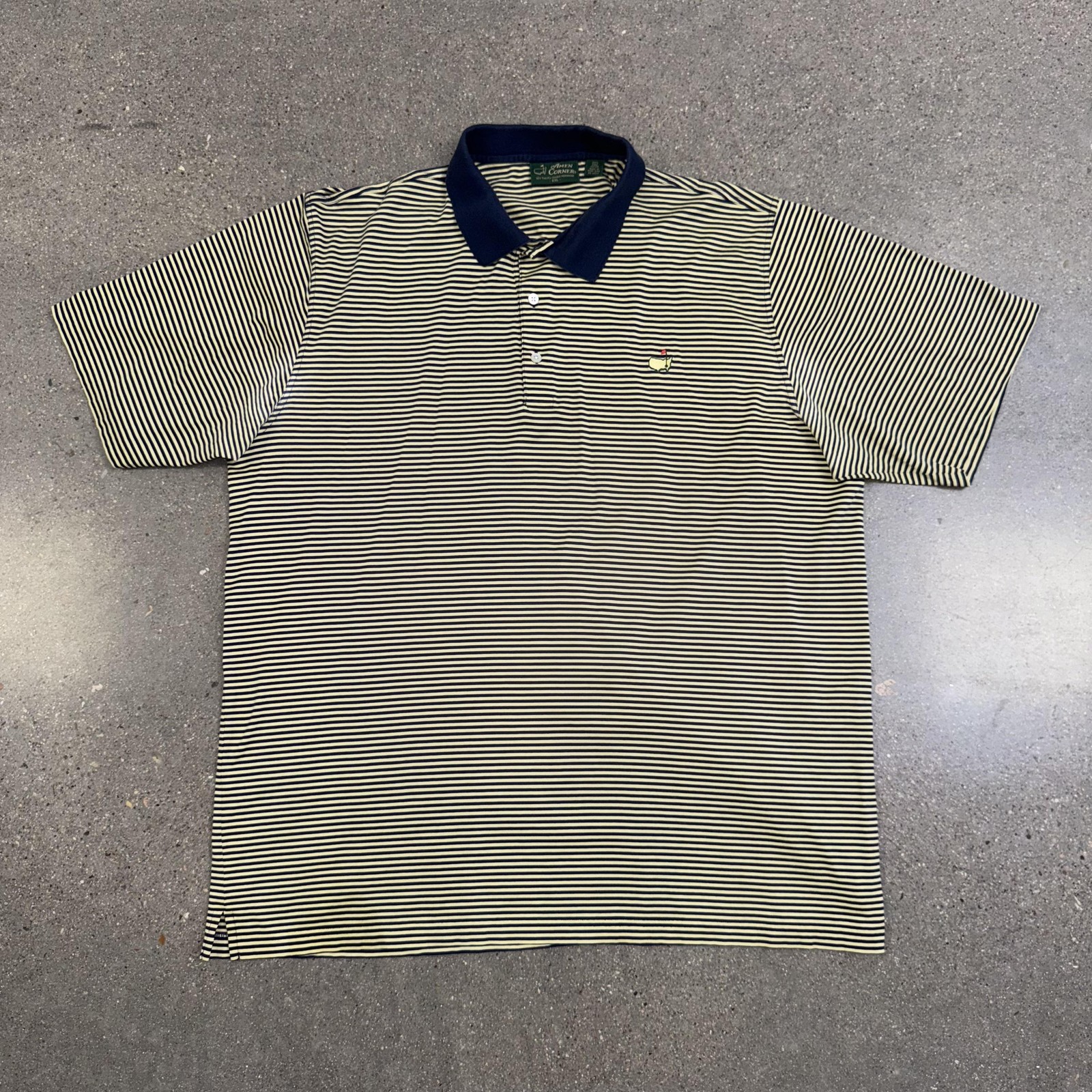 Amen Corner Shirt Polo Mens 2XL Navy Yellow Stripe Augusta National Golf Masters