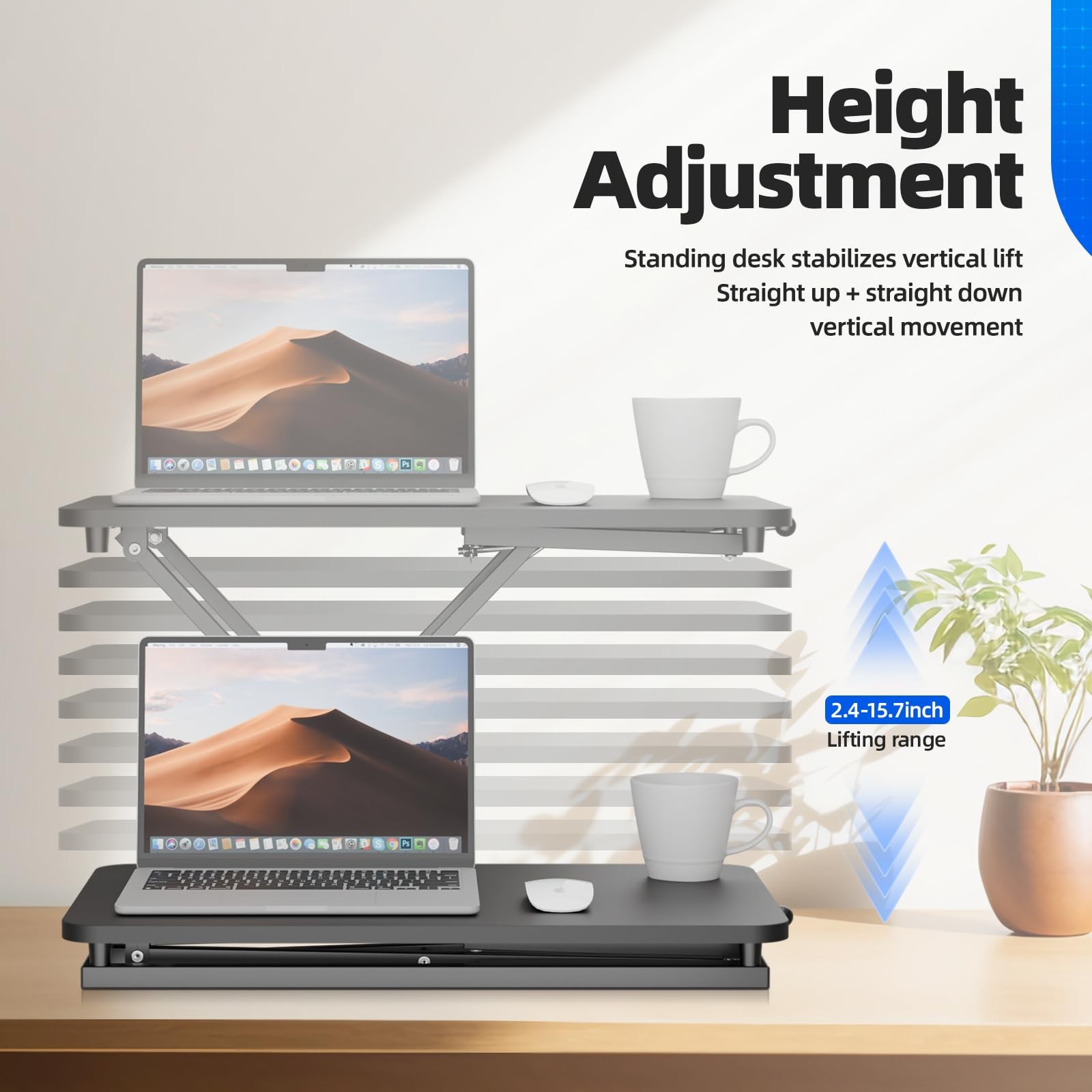 Standing Desk Converter Height Adjustable, Sit to Stand up Desk Riser Computer W