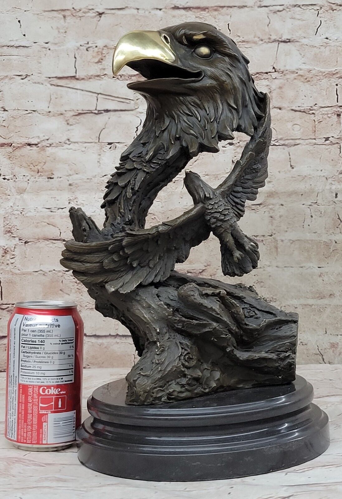Milo`s Original Bronze Statue: Handmade EagleHead Sculpture, Fine Artwork
