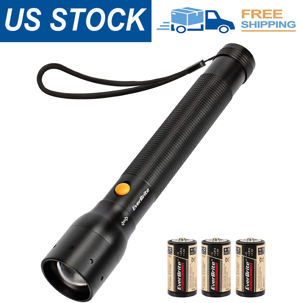 EverBrite Ultra Bright Tactical Flashlight Heavy-duty w/3C Alkaline Batteries