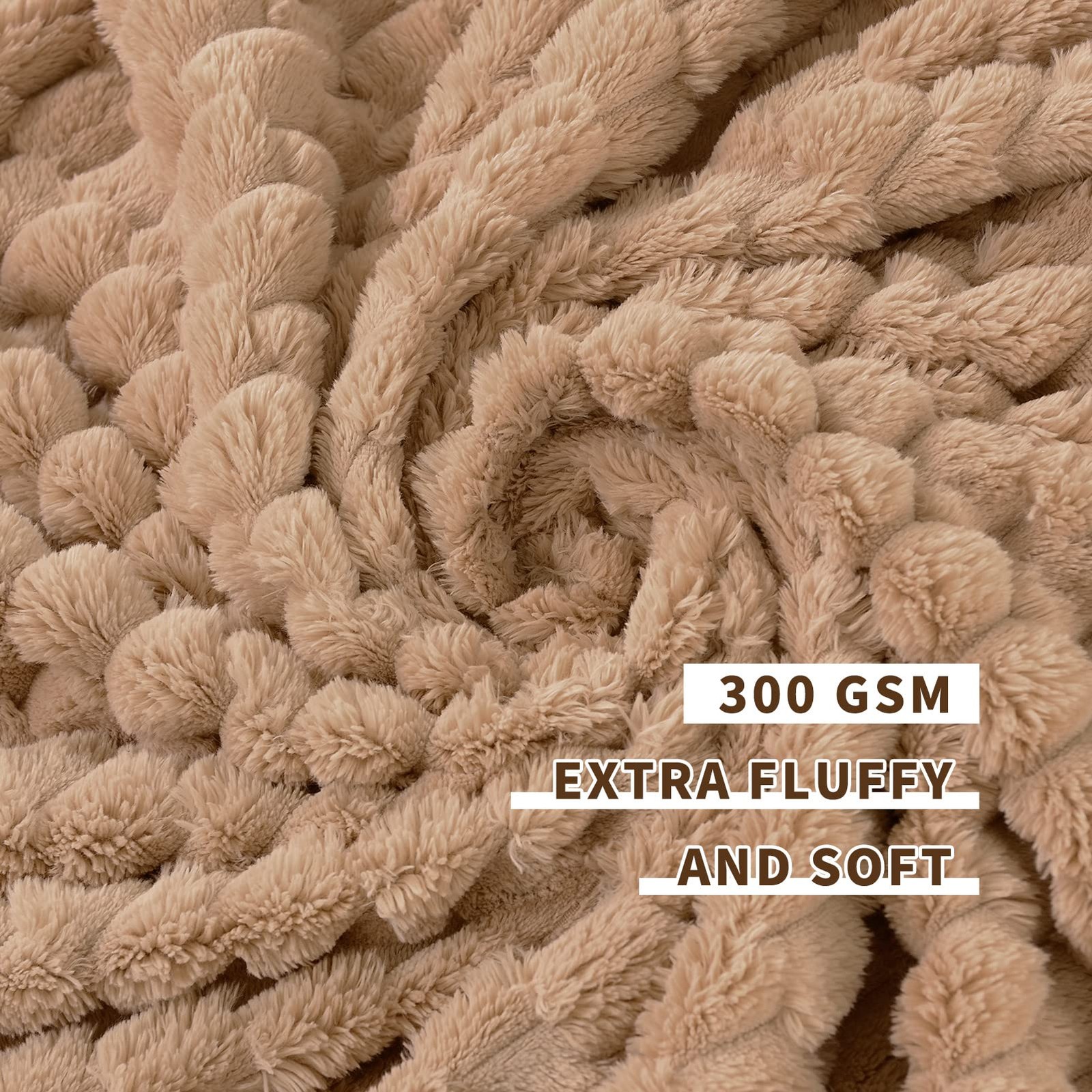 Camel Fleece Throw Blanket Couch 300GSM Soft Plush Fuzzy 40x50 Inch