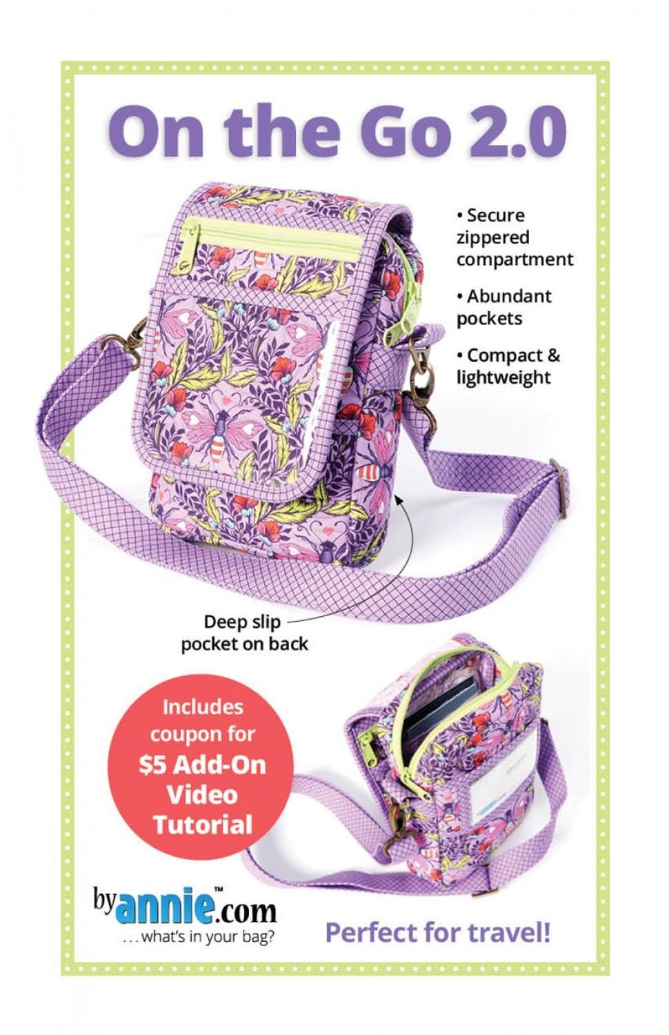 By Annie On the Go 2.0 Pattern, Travel Bag Pattern, Modern Bag Pattern, Modern