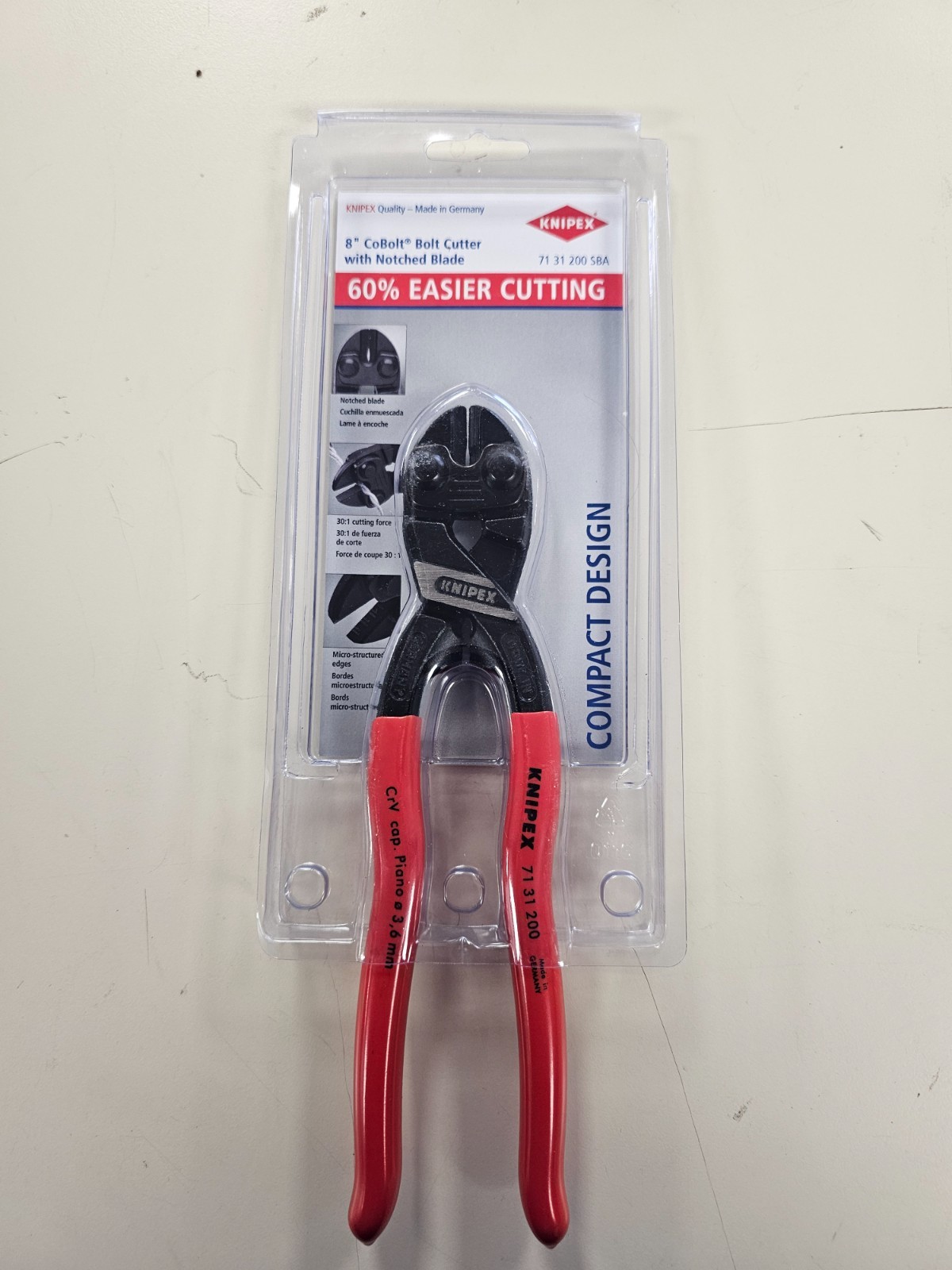 Knipex 7131200 8" CoBolt Bolt Cutter W/ Notched Blade NEW