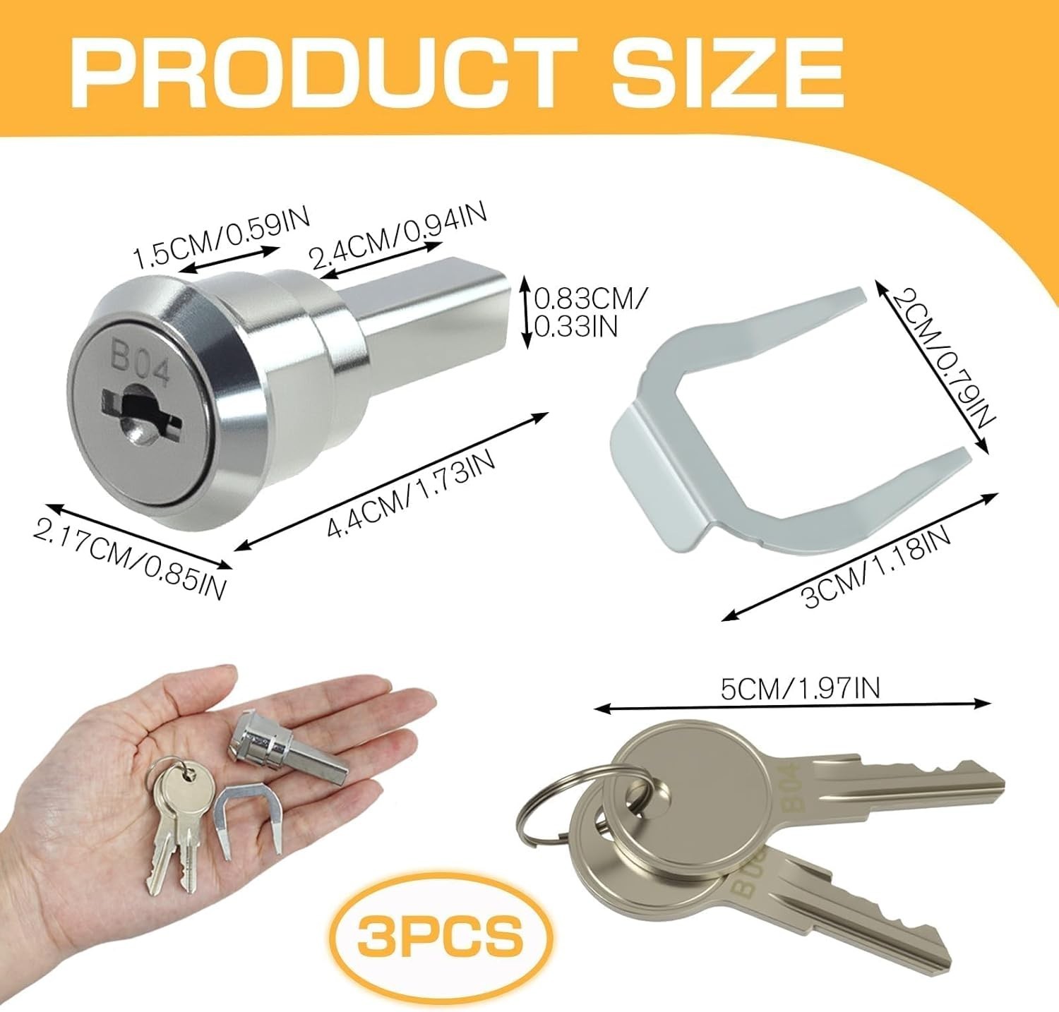Stainless Steel Husky Tool Box Lock Replacement Set, Universal Drawer with Keys