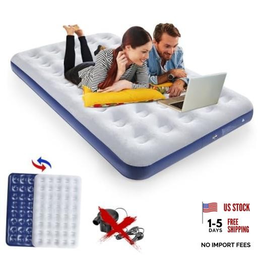 Size Camping Air Mattress Leak Proof Travel Bed Sleeping Pad Full Blue-1pcs