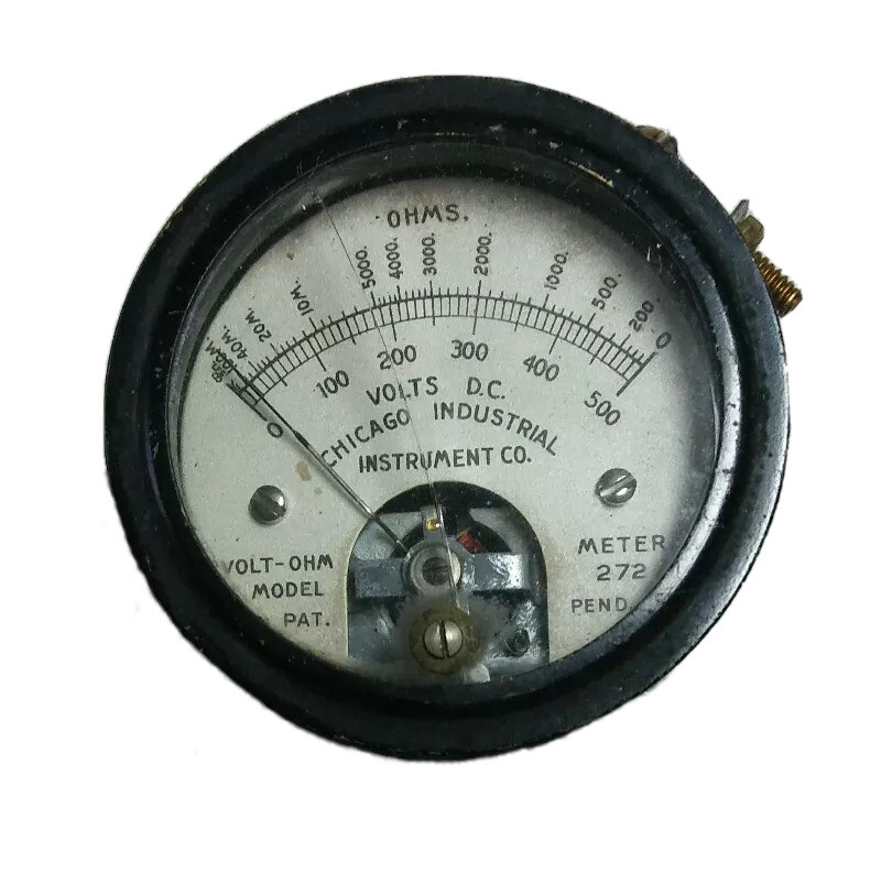 Vintage Chicago Industrial Instrument Co.- D.C. Volt Ohm Meter Gauge - Model 272