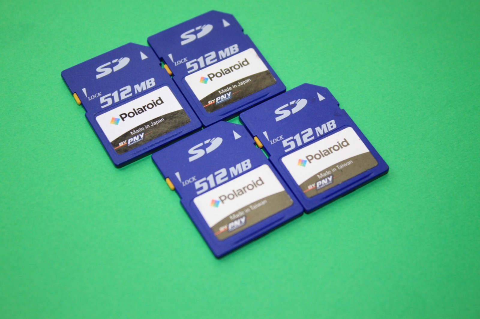 Lot of  4 Polaroid Memory Cards SD 512 MB Made In Japan