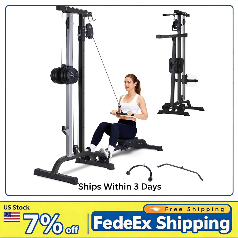 2-in-1 Rowing & Cable Machine, LAT Pull Down & Low Row, Foldable 265lb Home Gym