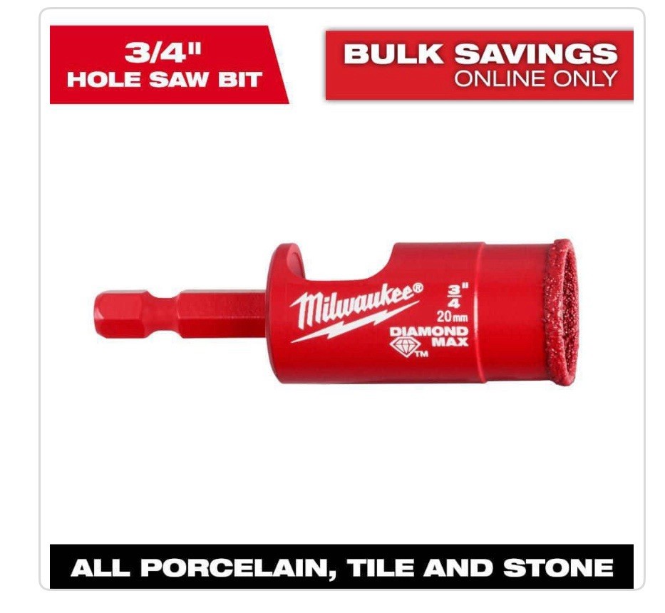Milwaukee 49-56-0515, 3/4-in. Diamond MAX Hole Saw for Porcelain, Tile and Stone