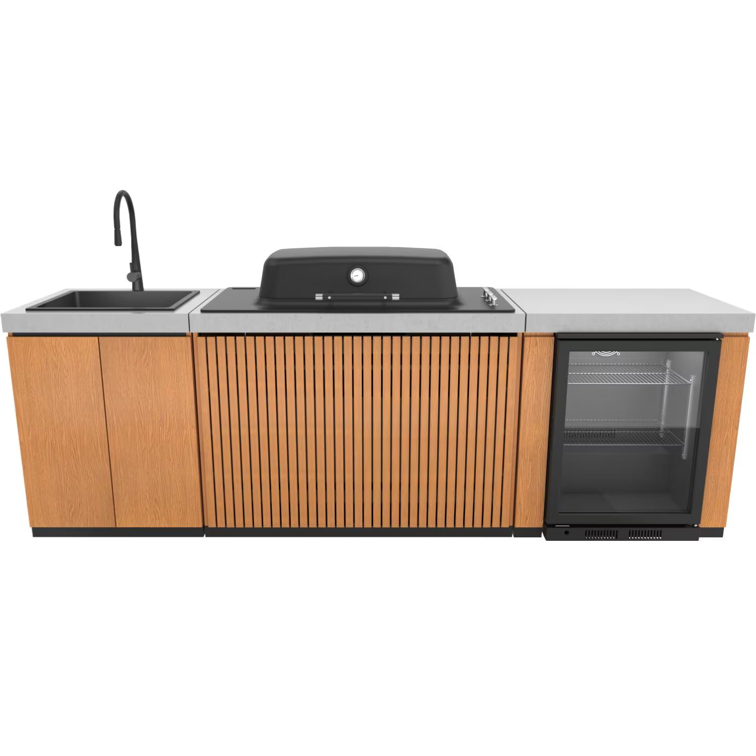 Everdure 9 Ft Outdoor Kitchen Island Marine Grade Aluminum Cabinets in Timber