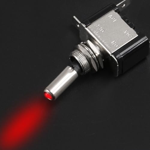 AITRIP 6pcs Rocker Toggle Switch LED Illuminated with 3Pin Led Switch Red
