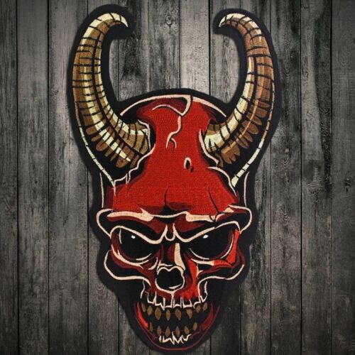 Skull with horns patch for bikers, motoclub jacket, Large patch, Back patch