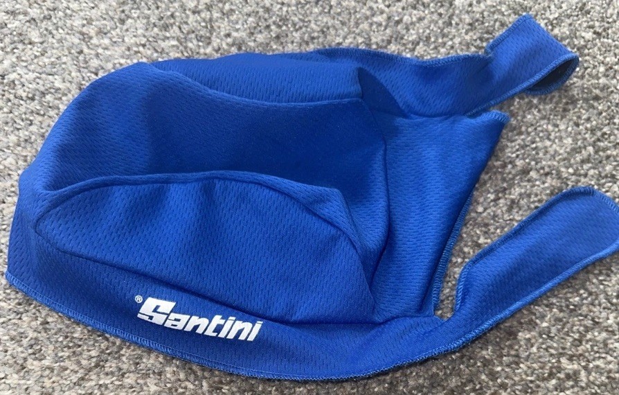 Santini Cycling Bandana Cap Hat Blue Made In Italy